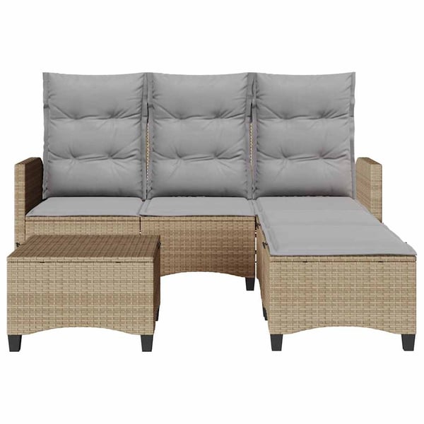 vidaXL sofasæt til haven 3 dele med hynder L-formet polyrattan beige