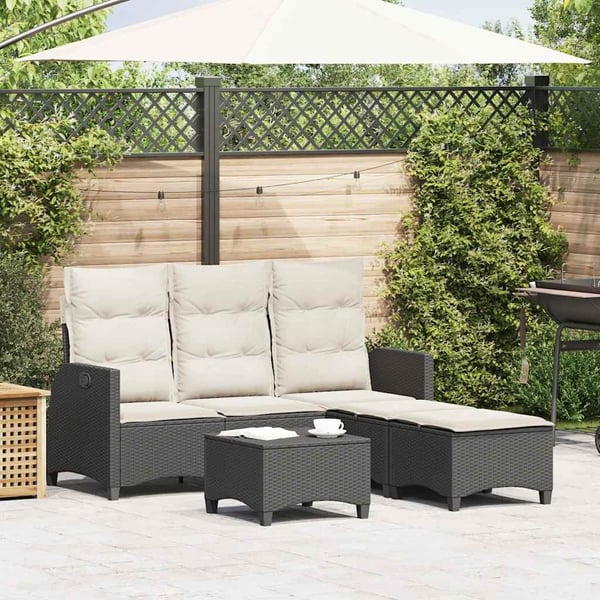 vidaXL sofasæt til haven 3 dele med hynder L-formet polyrattan sort