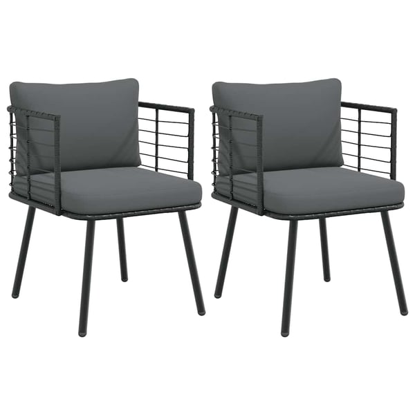 vidaXL havestole 2 stk. med hynder polyrattan sort