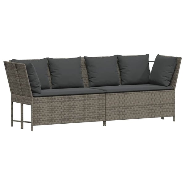 vidaXL havesofa med hynder polyrattan grå