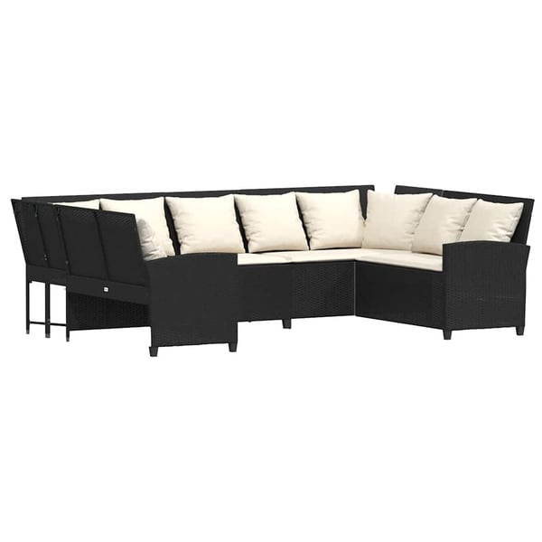 vidaXL havesofa med hynder polyrattan sort