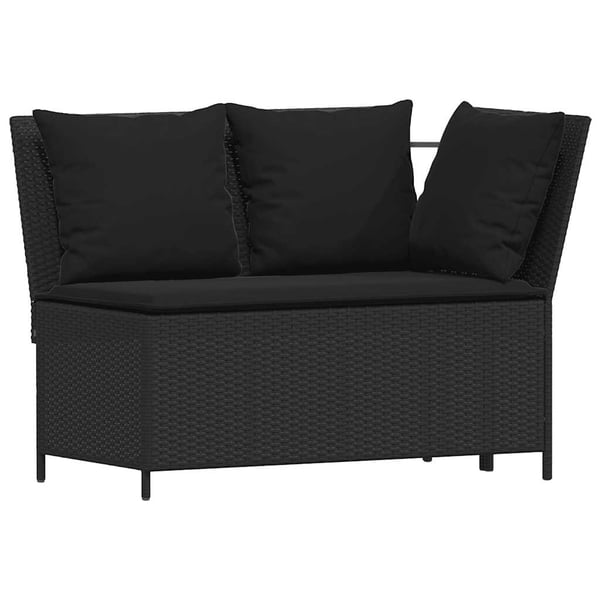 vidaXL sofasæt til haven 4 dele med hynder L-formet polyrattan sort