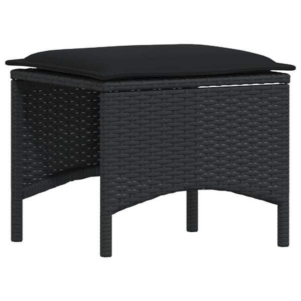 vidaXL sofasæt til haven 4 dele med hynder L-formet polyrattan sort