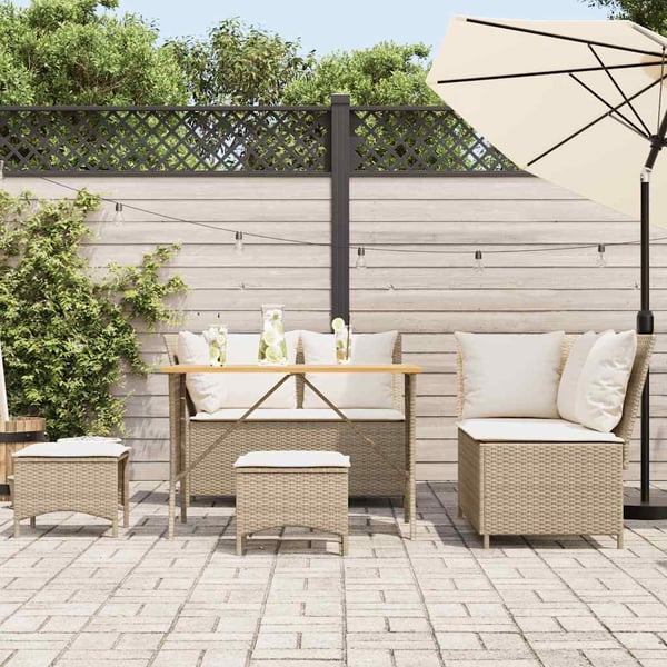 vidaXL sofasæt til haven 5 dele med hynder polyrattan beige