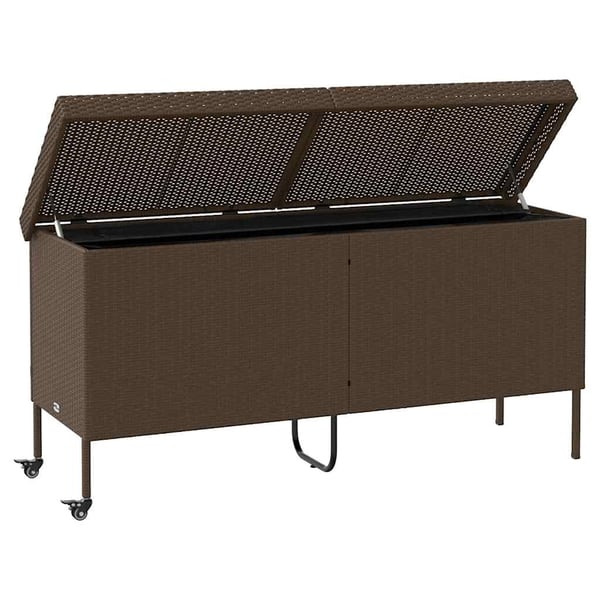 vidaXL opbevaringsboks med hjul 160x55x75 cm polyrattan brun