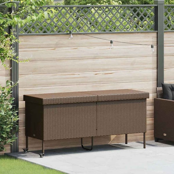 vidaXL opbevaringsboks med hjul 160x55x75 cm polyrattan brun
