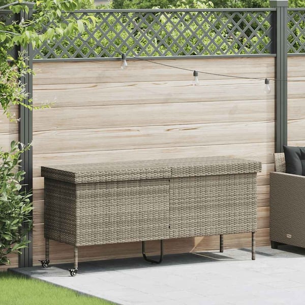 vidaXL opbevaringsboks med hjul 160x55x75 cm polyrattan lysegrå