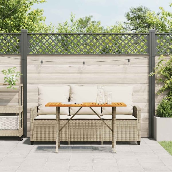 vidaXL 3-personers sofa med hynder og bord polyrattan beige