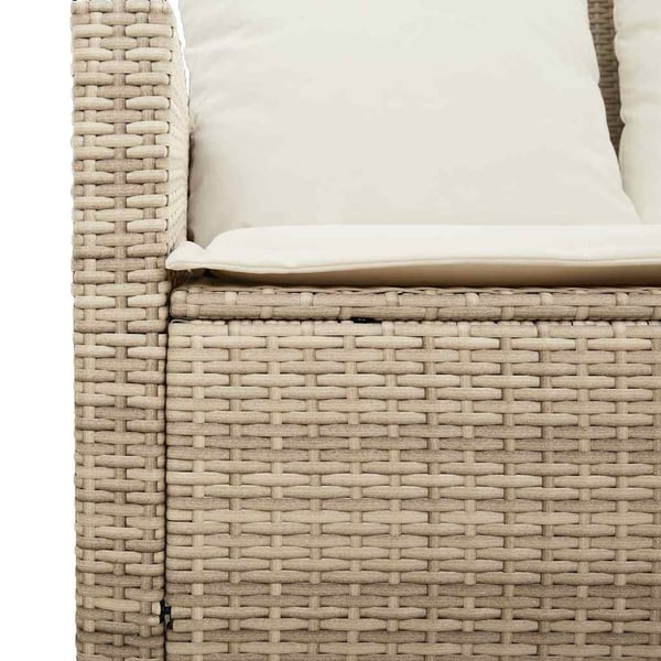 vidaXL 2-personers sofa med hynder og bord polyrattan beige