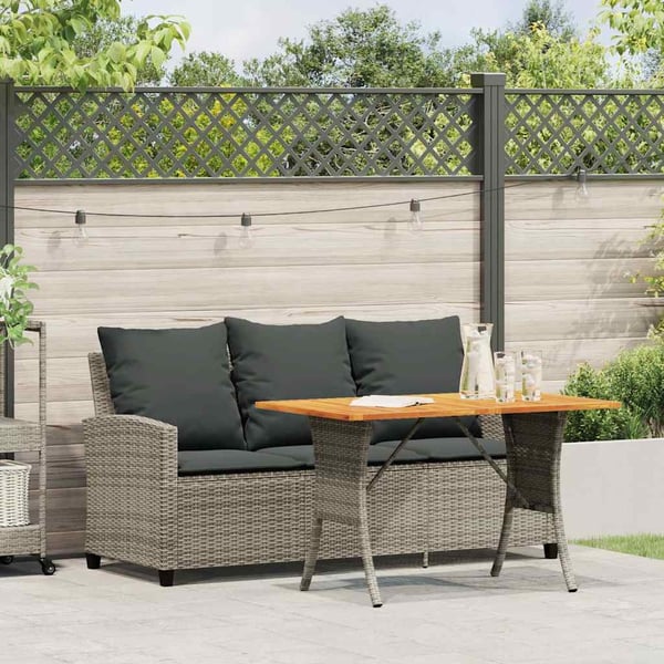 vidaXL 3-personers sofa med hynder og bord polyrattan grå