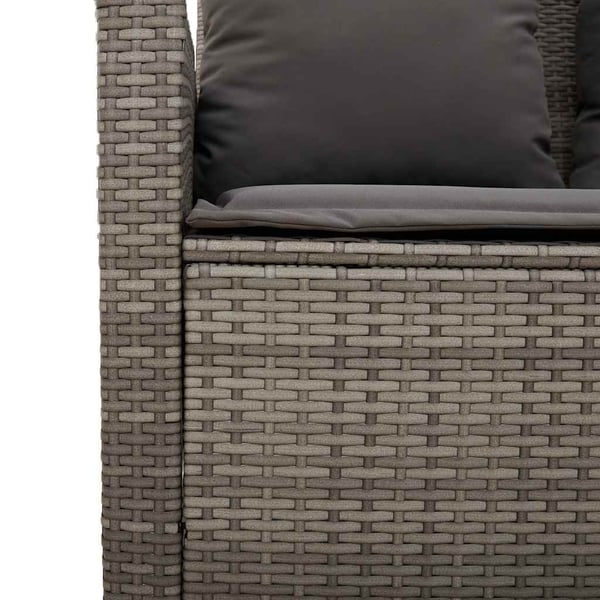 vidaXL 3-personers sofa med hynder og bord polyrattan grå