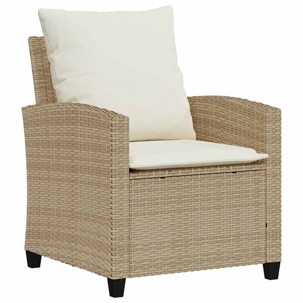 vidaXL Soffgrupp för trädgård med dynor 4 delar beige konstrotting
