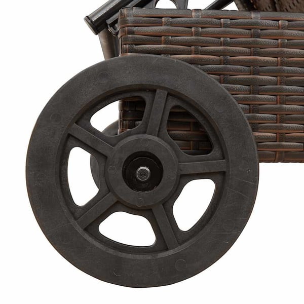 vidaXL liggestol med hjul og hynde polyrattan brun