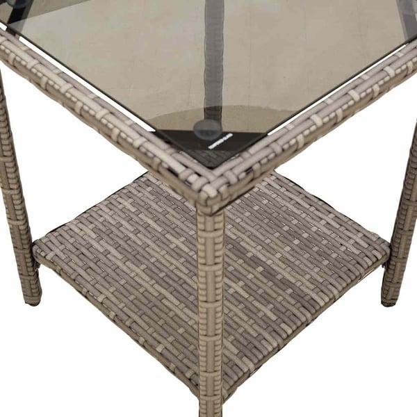 vidaXL havesofa med bord og hynder L-formet polyrattan grå