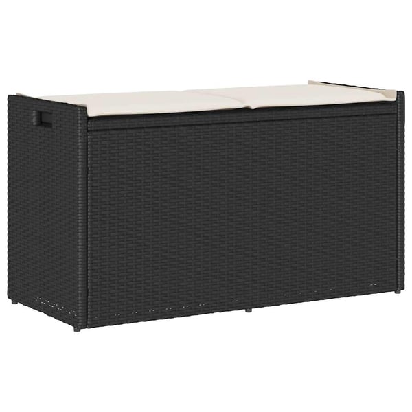 vidaXL Förvaringsbänk för utomhusbruk dyna svart 100 cm konstrotting
