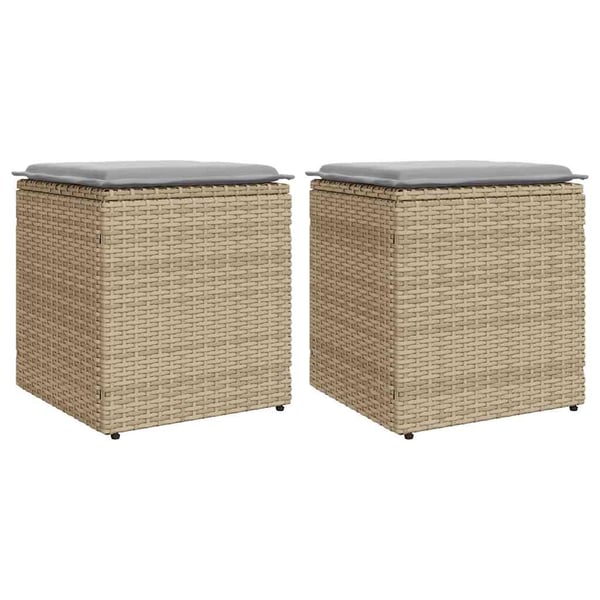 vidaXL havestole med hynder 2 stk. 40x40x43 cm polyrattan beige