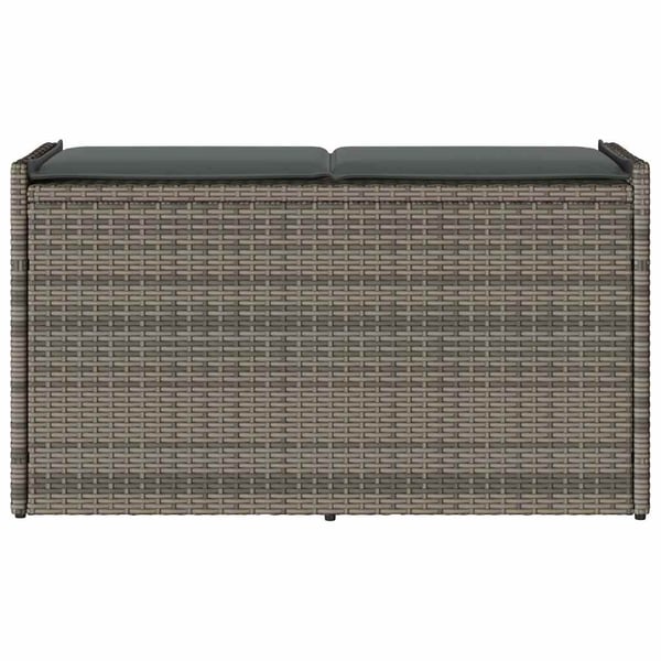 vidaXL udendørs opbevaringsbænk med hynde 100 cm polyrattan grå