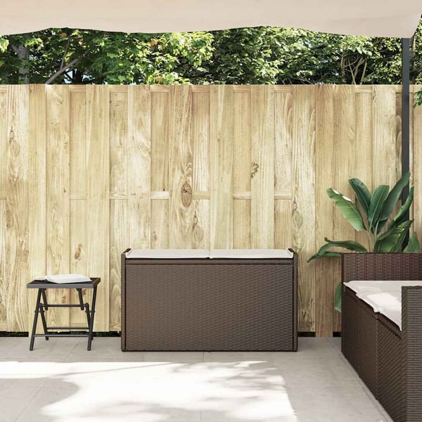 vidaXL udendørs opbevaringsbænk med hynde 100 cm polyrattan brun