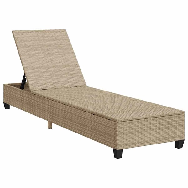 vidaXL Solstol med dynor beige 55x200x25,5cm konstrotting