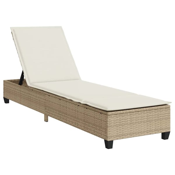vidaXL liggestol med hynder 55x200x25,5 cm polyrattan beige