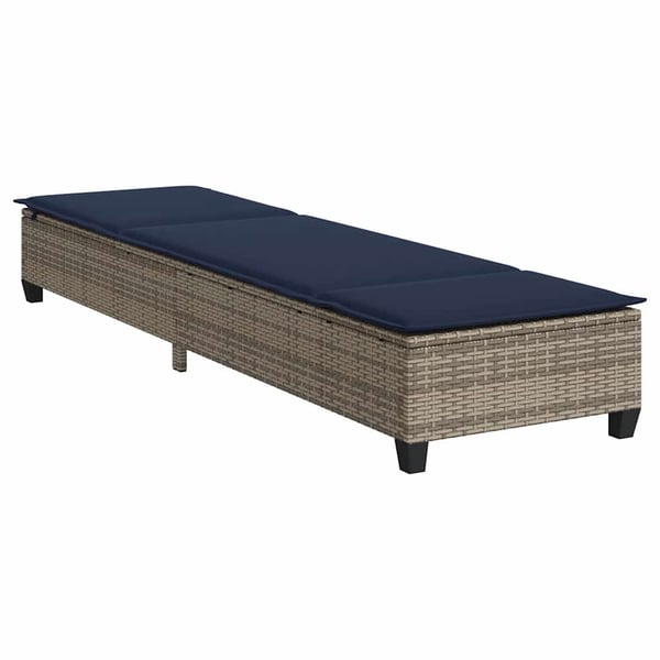 vidaXL liggestol med hynder 55x200x25,5 cm polyrattan grå