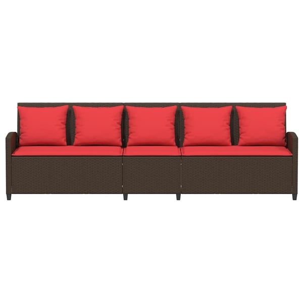 vidaXL 5-personers havesofa med hynder polyrattan brun