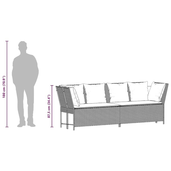 vidaXL havesofa med hynder polyrattan sort