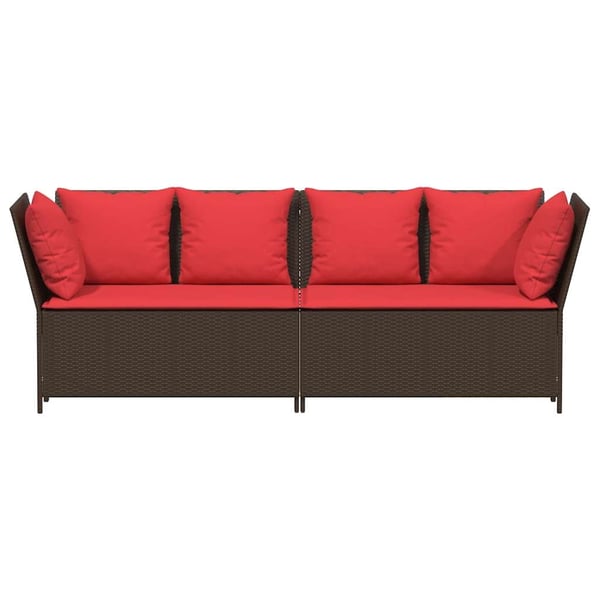 vidaXL havesofa med hynder polyrattan brun