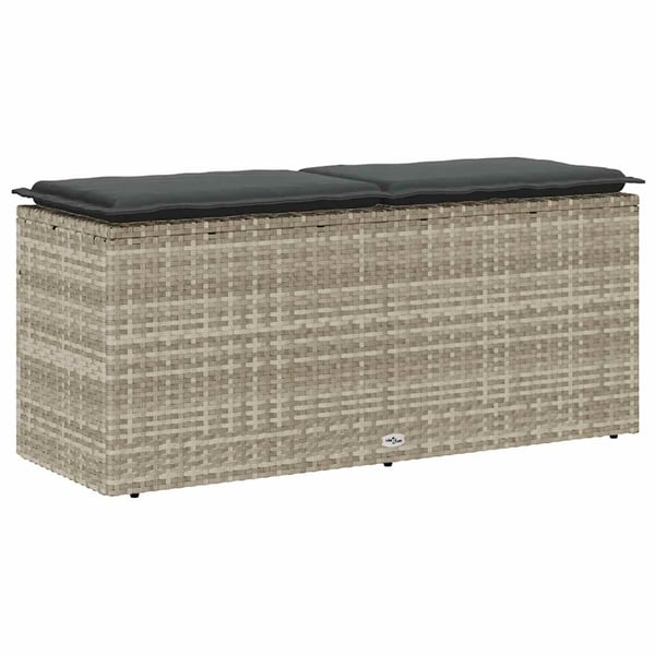 vidaXL havebænk med hynde 110x40x44 cm polyrattan lysegrå
