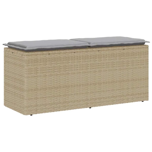 vidaXL havebænk med hynde 110x40x44 cm polyrattan beige
