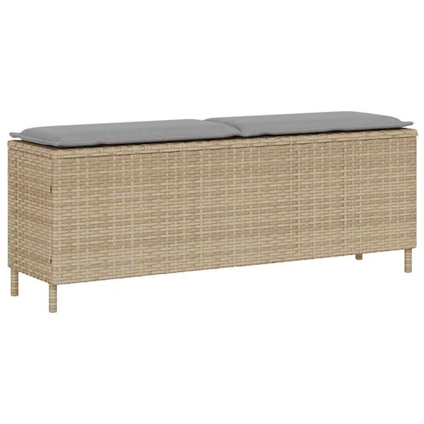 vidaXL havebænk med hynde 110x30x40,5 cm polyrattan beige