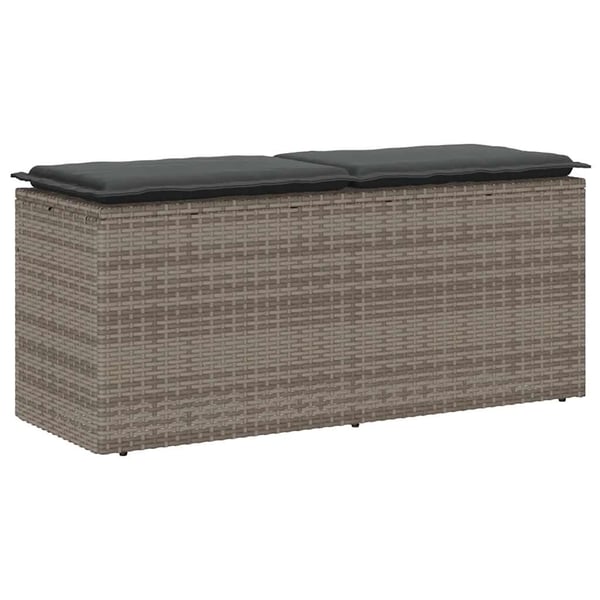 vidaXL havebænk med hynde 110x40x44 cm polyrattan grå