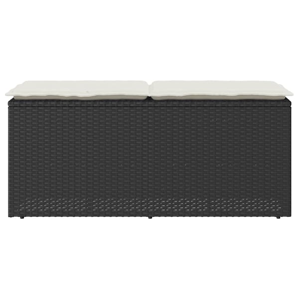 vidaXL havebænk med hynde 110x40x44 cm polyrattan sort