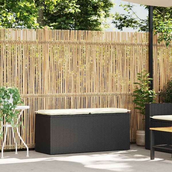 vidaXL havebænk med hynde 110x40x44 cm polyrattan sort