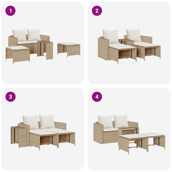 vidaXL sofasæt til haven 5 dele med hynder stabelbar polyrattan beige