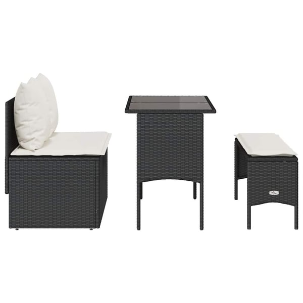 vidaXL spisebordssæt til haven 3 dele med hynder polyrattan sort