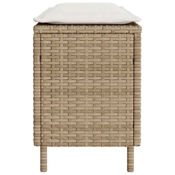 vidaXL havebænk med hynde 110x30x40,5 cm polyrattan beige