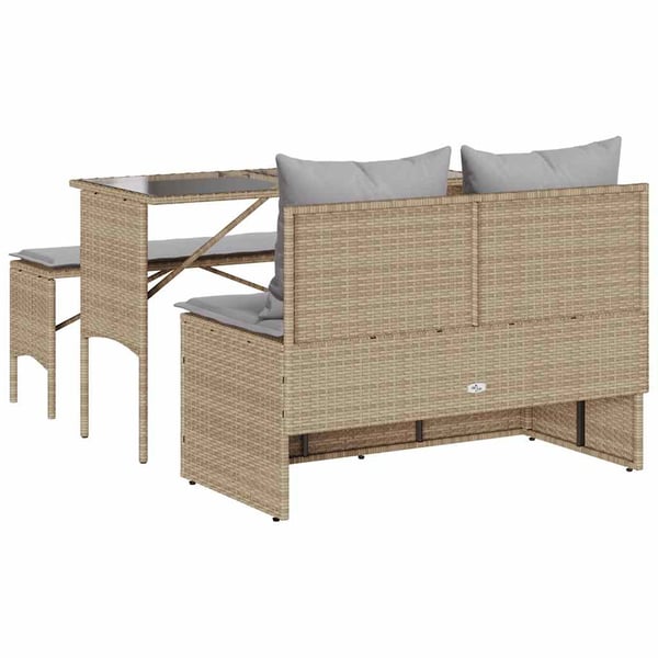 vidaXL spisebordssæt til haven 3 dele med hynder polyrattan beige