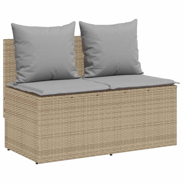 vidaXL spisebordssæt til haven 3 dele med hynder polyrattan beige