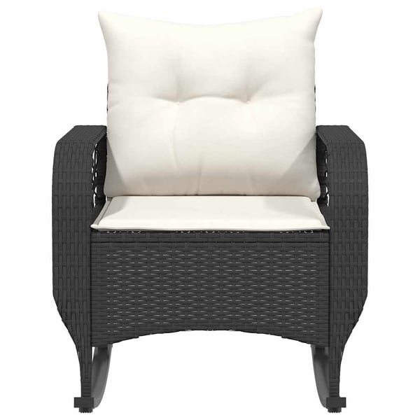 vidaXL udendørs gyngestol med hynder polyrattan sort