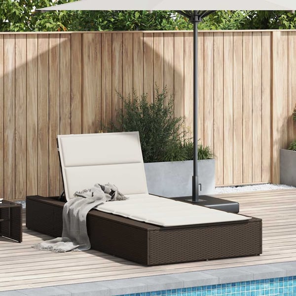 vidaXL solseng med flydende hynde polyrattan brun