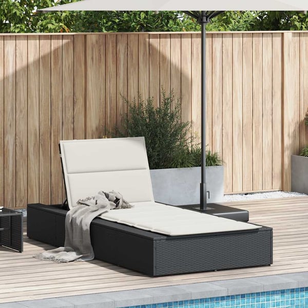 vidaXL solseng med flydende hynde polyrattan sort
