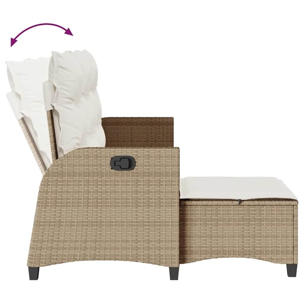vidaXL loungestol med hynder og lænefunktion L-formet polyrattan beige