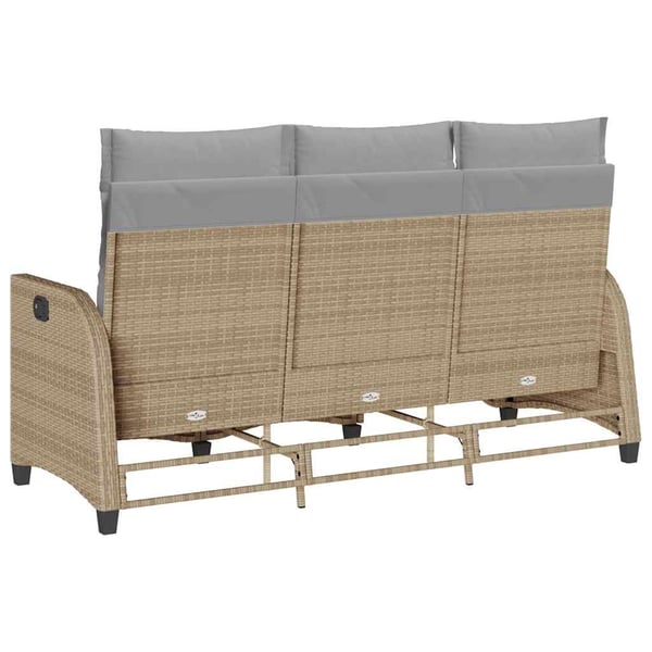 vidaXL loungestol med hynder og lænefunktion L-formet polyrattan beige