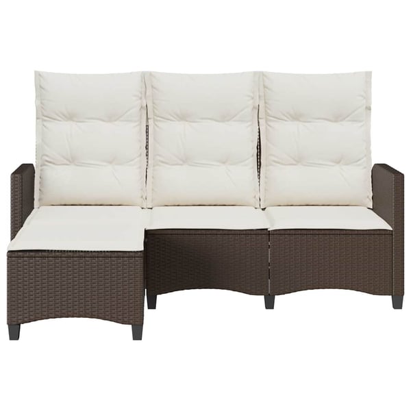 vidaXL loungestol med hynder og lænefunktion L-formet polyrattan brun