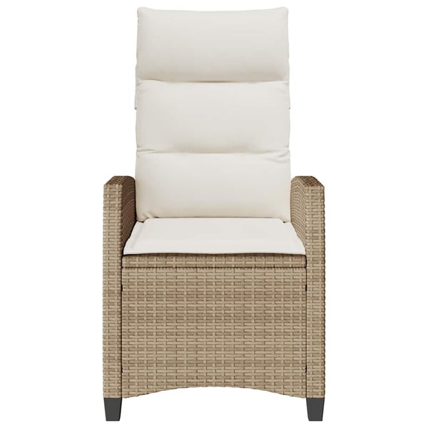 vidaXL havestol med lænefunktion og sidebord polyrattan beige