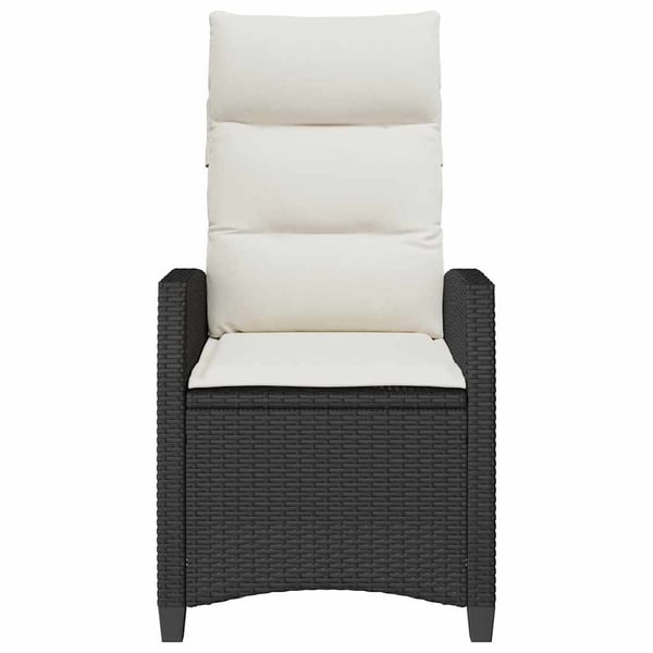 vidaXL havestol med lænefunktion og sidebord polyrattan sort