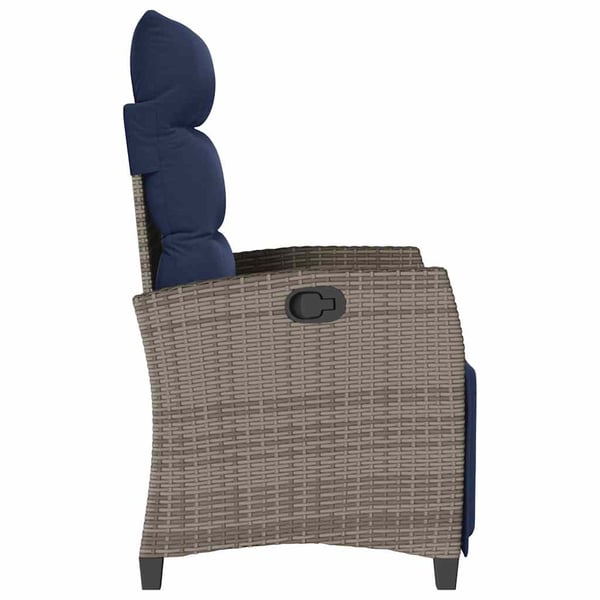 vidaXL havestol med lænefunktion og sidebord polyrattan grå