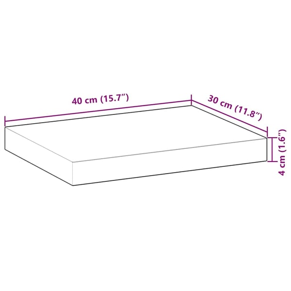 vidaXL Flytende hyller 3 stk 40x30x4 cm oljebehandlet heltre akasie