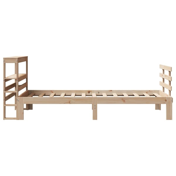 vidaXL Sängram med huvudgavel 90x200 cm massiv furu